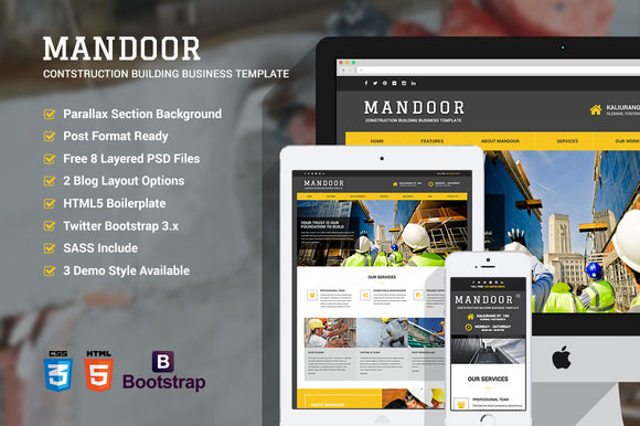 Mandoor - Creativemarket Construction Web Template