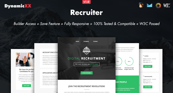 Recruiter - Responsive Email + Online Builder