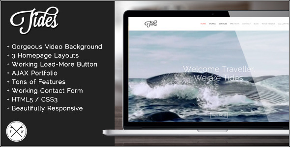 Tides - Fullscreen Video Single Page Template
