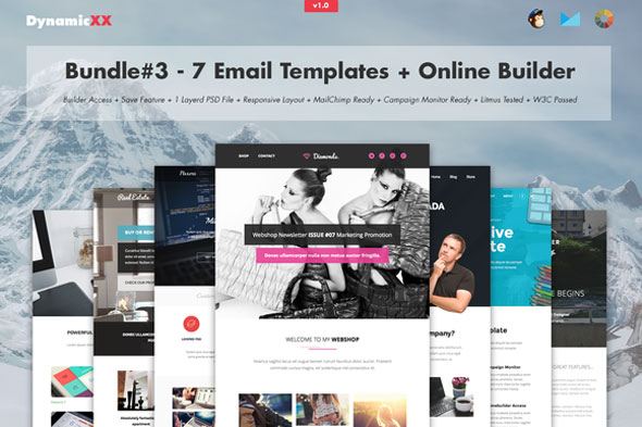 7 Email Templates Bundle + Builder