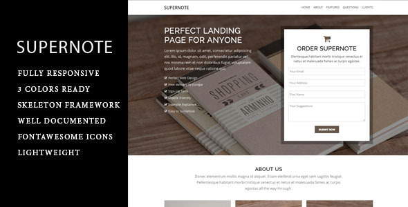 Supernote - One Page Landing Page