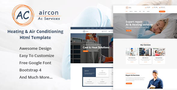 Aircon - Air Conditioning Services Bootstrap 4 Template