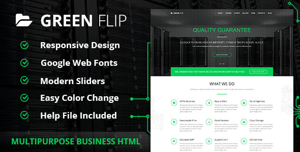 Green Flip - One Page Theme Bootstrap 3