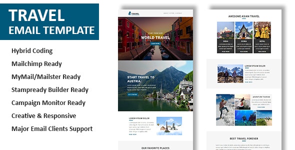 Travel v1.0 - Multipurpose Responsive Email Template with Online StampReady & Mailchimp Builders