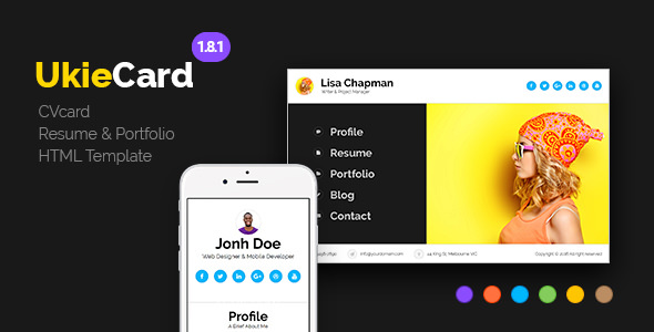UkieCard - Personal Vcard & Resume HTML Template