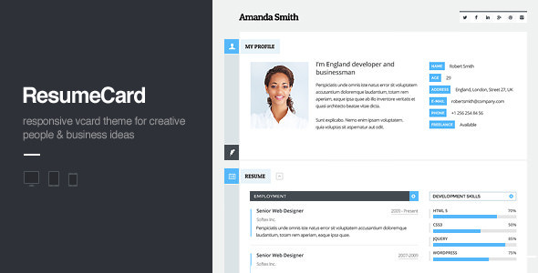 vCard v1.3 - Responsive HTML Template