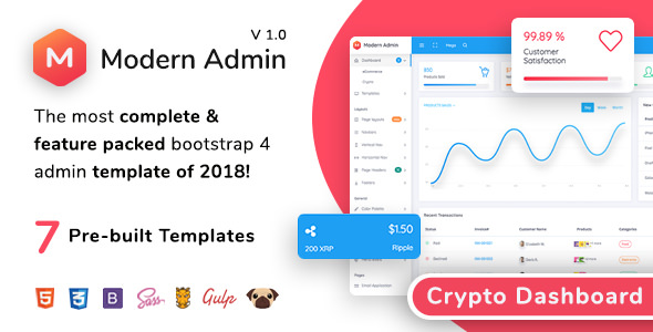 Modern Admin - Clean Bootstrap 4 Dashboard HTML Template + Bitcoin Dashboard