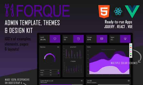 Forque - Vue React Admin Theme & Template for Bootstrap 4