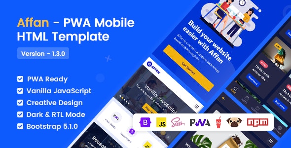 Affan v1.3.0 - PWA Mobile HTML Template