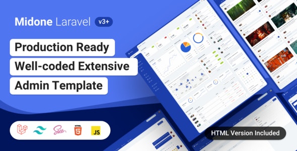 Midone v3.0.2 - Laravel 8 Admin Dashboard Template + HTML Version + XD Design File