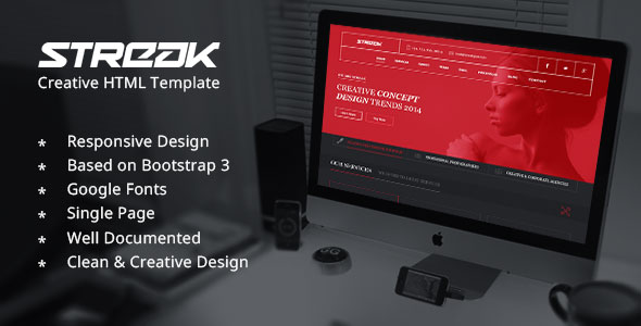 Streak - Codegrape One Page Responsive HTML Template