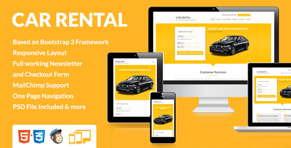 Car Rental - Themeforest Landing Page