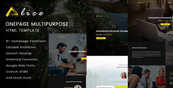 Alice v5.0 - Onepage Multipurpose HTML Template