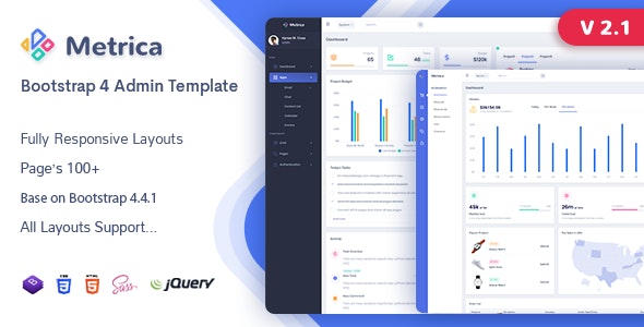 Metrica v2.1 - Admin & Dashboard Template