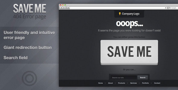 Save me - Themeforest 404 Error Page