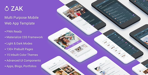 Zak v1.0 - Multi Purpose Mobile Web App template (PWA)