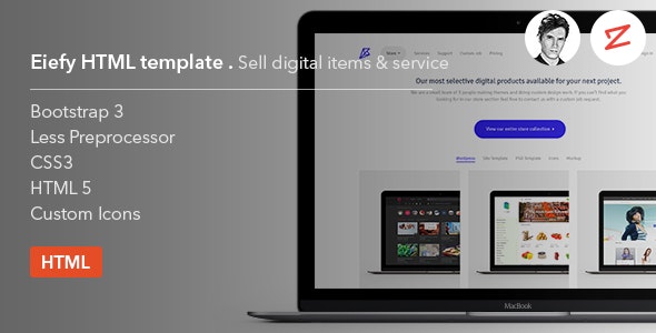 Eiefy v1.0 - HTML Template for Selling Digital Items & Services