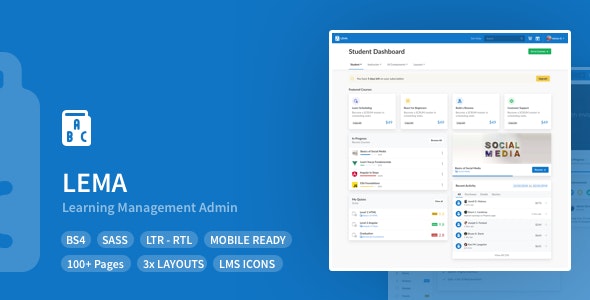 LEMA v1.1.0 - Learning Management System Admin Template