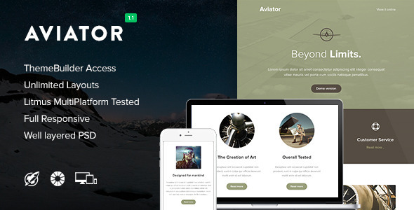 Aviator v1.1 - Responsive Email + Themebuilder Access