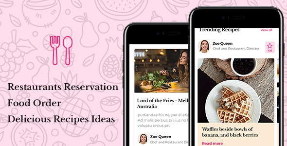 Vanille v1.0 - Restaurant Reservations & Food Delivery Mobile Template