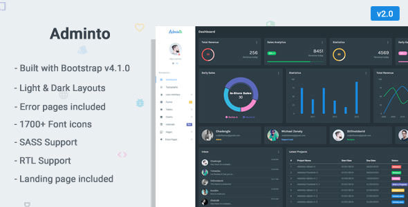 Adminto v2.0 - Responsive Bootstrap 4 Admin Dashboard