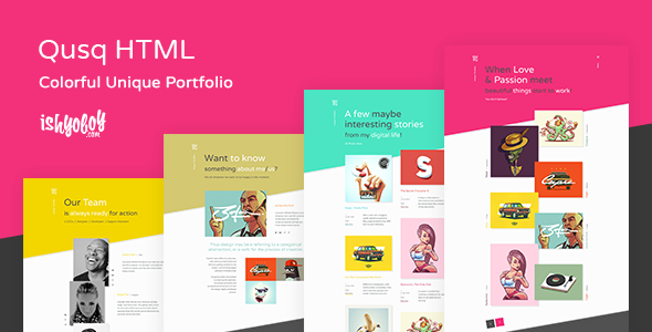 Qusq HTML - Colorful Unique Portfolio