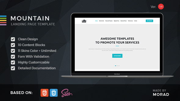 Mountain - Startup HTML Landing Page