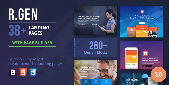 RGen v3.08 - Landing Page with Page Builder