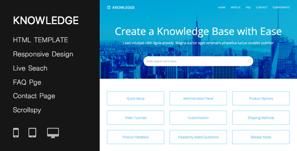 Responsive Knowledge Base & FAQ HTML Template