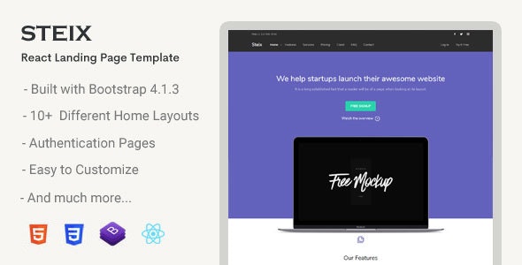 Steix React v1.0 - Landing Page Template