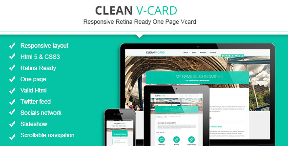 Clean Responsive Retina Ready V-card Template