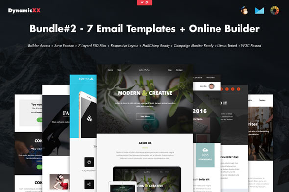 Creativemarket Bundle#2 – 7 Email Templates+Builder