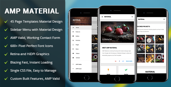 AMP Material - Mobile Google AMP Template