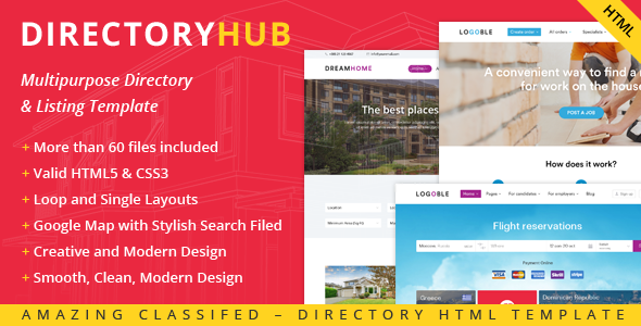 DirectoryHub - Multipurpose Bootstrap 4 Directory and Listing HTML Template