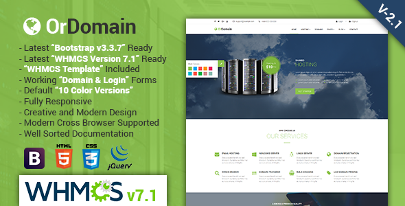 OrDomain - Responsive HTML5 WHMCS Hosting Template