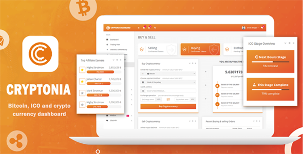 Cryptonia - Bitcoin, ICO and Cryptocurrency Dashboard