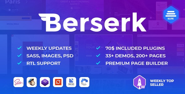 Berserk v1.9.4 - Business Portfolio Blog Corporate eCommerce App with Page Builder