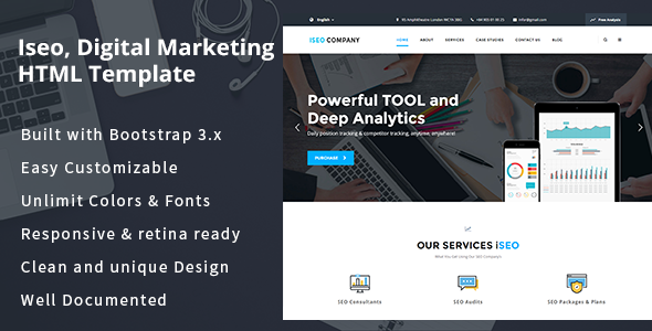 iSeo, Digital Marketing, Social Media HTML Template
