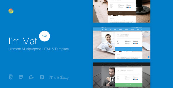 I'm Mat v1.2 - Material Personal Resume / CV vCard Template