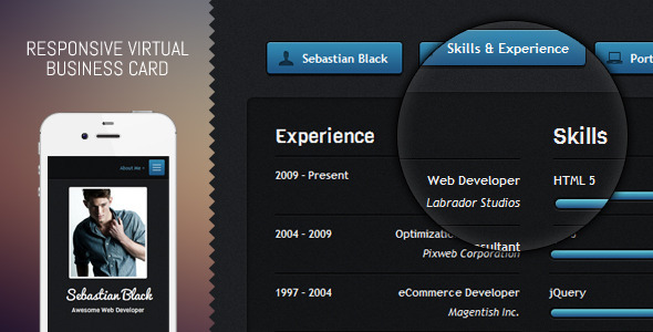 Dark UI - Responsive Virtual Business Card