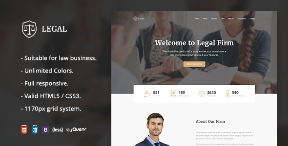 Legal - Law Firm OnePage HTML Template