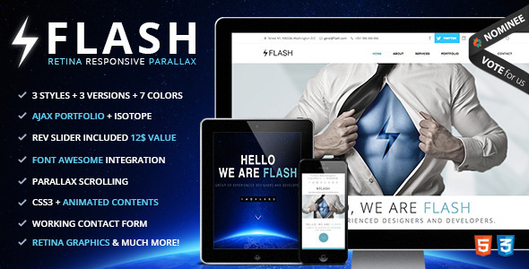 Flash - Retina Ready Responsive Parallax Template