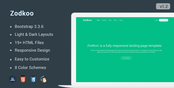 Zodkoo v1.2 - Responsive Landing Page Template