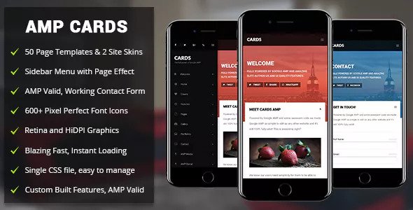 AMP Cards - Mobile Google AMP Template