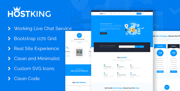 HostKing - Responsive Web Hosting Domain Technology Site Template