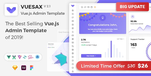 Vuesax Vuejs v2.1.0 - Vuejs Admin Dashboard Template