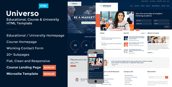 Universo v1.4.0 - Courses, Events, Education & University