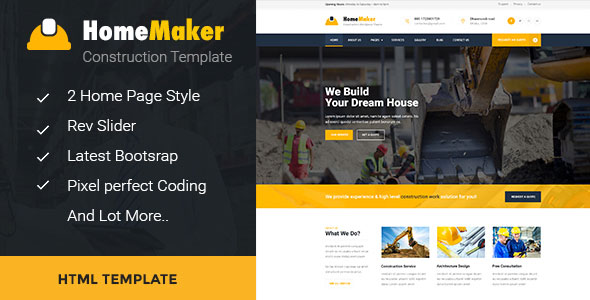 HomeMaker - Construction & Builder HTML Template