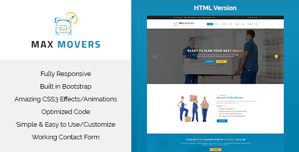 Max Movers - Transport & Movers HTML Template