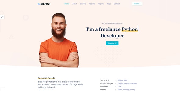 Selfown v1.0 - Personal Portfolio Bootstrap 5 Template